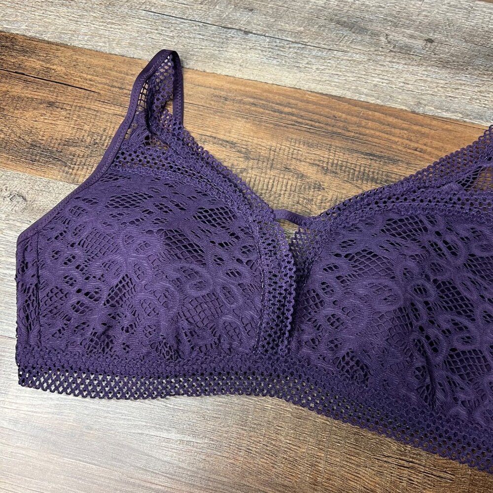 NWOT BECCA by Becca Virtue Purple Crochet Bikini Top Adjustable‎ Tie Back 2X - Picture 4 of 8